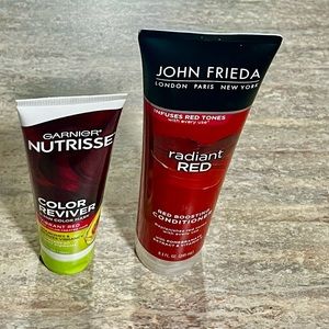 Brew John Frieda red boosting conditioner and new Garnier Nutrisse color reviver